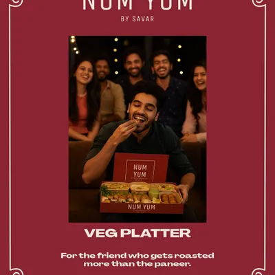 My Veg Platter is perfect for all my vegetarian friends. It's packed with a variety of flavorful options, from paneer tikka to savory bites, ensuring there's something delicious for everyone to enjoy.