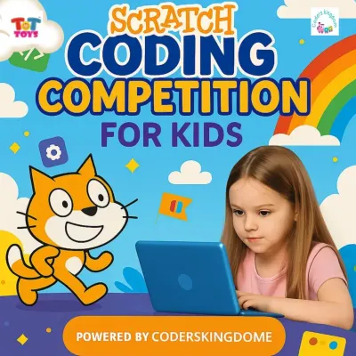 This is our official announcement for the Scratch Coding Competition for kids aged 6 to 15. It’s a global online event where young learners can showcase their creativity and problem solving skills using block based coding.
