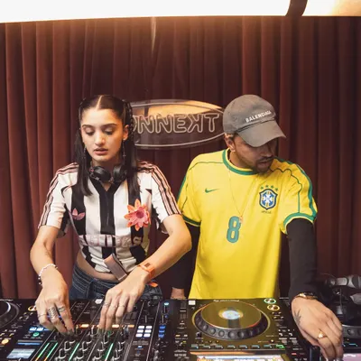 In the mix with my friend Nash. Our B2B sets are always a good time, blending different styles and keeping the energy high. Plus, our outfit game was on point for this one.