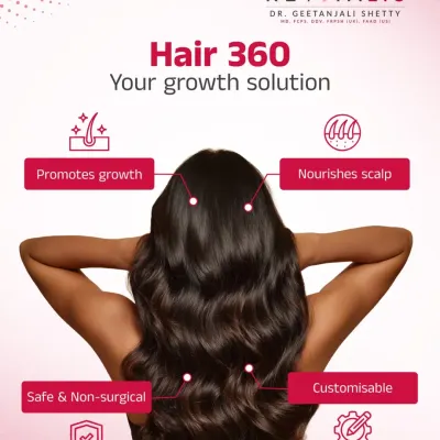 My Hair 360 treatment is a complete, non-surgical growth solution. It's a customizable plan that promotes new growth and nourishes the scalp from every angle, addressing the entire hair cycle for comprehensive results.