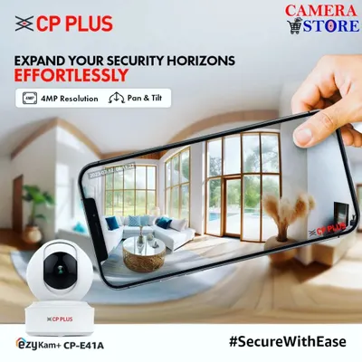 Get a complete, panoramic view of your living room or office with the ezyKam+ CP-E41A. Its 4MP resolution and pan-and-tilt function mean you can monitor the entire space in high definition right from your smartphone.