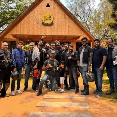 The whole gang together for our 5th-anniversary celebration. This is what DRCB is all about: riders from all walks of life coming together as one family.