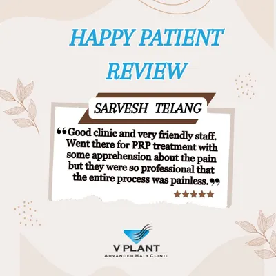 We are grateful for feedback from our happy patients like Sarvesh Telang. He highlights our friendly staff and professional, painless approach to PRP treatment, which is the standard of care we strive to provide for everyone who walks through our doors.