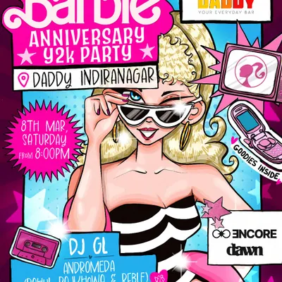 The official poster for the SoMad Barbie Anniversary Y2K Party. Themed nights like this are my specialty, and this one was all about pink and pop anthems.