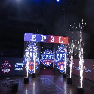 The grand entrance for the Elite Pro 3x3 League, complete with pyrotechnics and digital displays. We bring a professional sports entertainment experience to every major event we host.