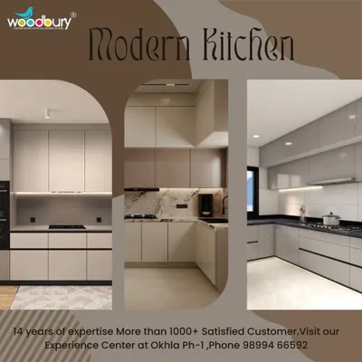 This collage shows the versatility of modern kitchen design. From handle-less beige cabinets to glossy grey finishes, we can create a sleek and sophisticated look for any home.