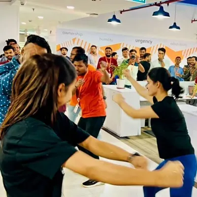 This is the moment when work stress melts away and the fun begins. I love creating a space where colleagues can let loose and connect through a shared, high-energy dance fitness experience.