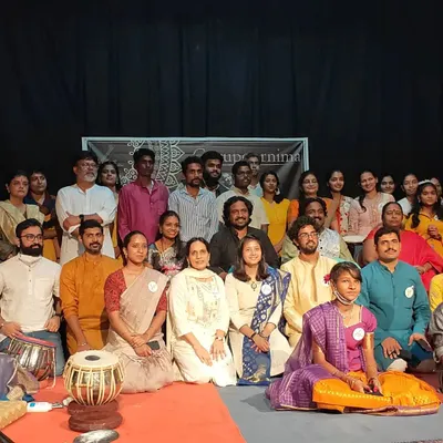 A group photo from our Gurupoornima celebration. It fills my heart to be surrounded by my dedicated students and the larger musical community of our Alaap Sangeet Sabha.