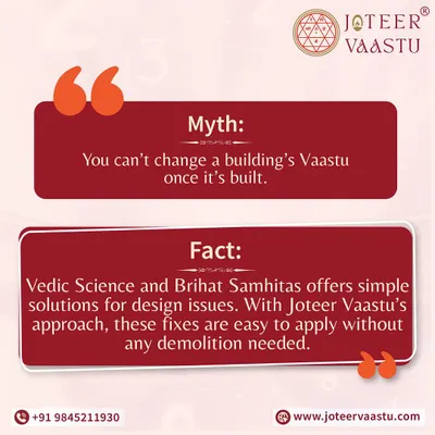 A common myth is that a building's Vaastu cannot be changed once it is built. The fact is, Vedic science offers simple, effective solutions that we apply to fix design issues without any demolition, keeping your space intact.