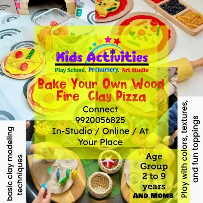 My "Bake Your Own Wood Fire Clay Pizza" workshop is a favorite among kids aged 2 to 9 and their moms. It's a perfect blend of sensory play and creative expression, where you learn basic clay modeling and design your own toppings.
