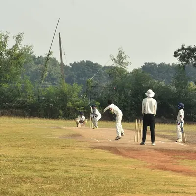 A fast bowler in action during Day 2 of our tour of Hyderabad. These matches provide crucial experience against different opponents and in unfamiliar conditions.