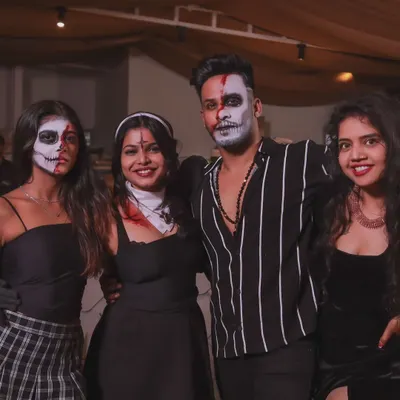 Our Halloween party brings out the best costumes and makeup. Here I am with some of our creative dancers ready for a spooky night of social dancing.