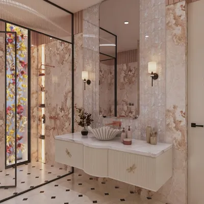 This version of the vanity shows a curved, fluted design with delicate dragonfly hardware, adding another layer of whimsical charm. The design demonstrates how small details can be customized to fit a specific narrative.