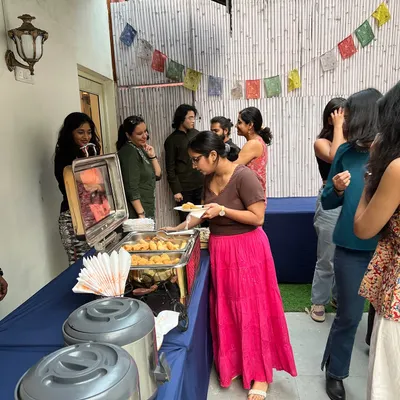 The best conversations happen over food. Participants of the 'Verse & Voice' workshop enjoying snacks and connecting with each other during a break at our studio.