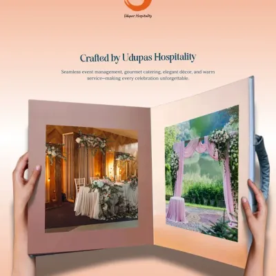 Like a storybook, we craft every celebration with care. This image represents our portfolio of seamless event management, from elegant decor for a wedding reception to a beautiful outdoor mandap.