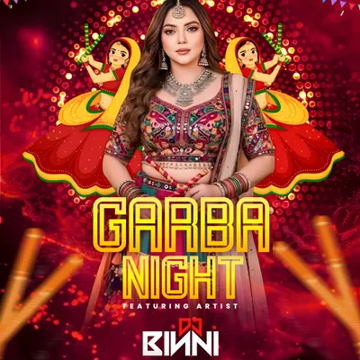 The official event poster for one of my Garba Night performances. This is where traditional Dandiya meets modern DJ beats for an epic celebration.
