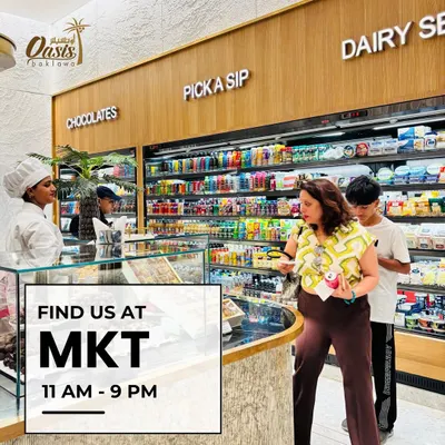 A look inside my store at MKT, The Chanakya. It's a modern space where you can find everything from my signature chocolates and baklawa to a curated selection of drinks and dairy products.