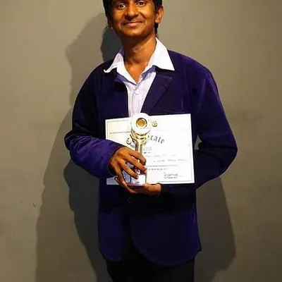 This is a proud memory from three years ago when a short film I directed and acted in was selected for the Kirloskar Vasundhara International Film Festival. Holding this certificate and trophy was a great feeling of accomplishment for our entire team.