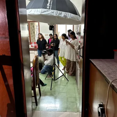 This is where the magic happens. A behind-the-scenes look at our creative shoot for Advait. It was a passion project, and you can see our amazing team working together to get the perfect shot in a makeshift kitchen studio.