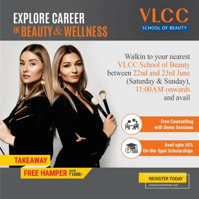 We regularly host walk-in events where you can explore career opportunities in beauty and wellness. This graphic provides details about our free counseling sessions, demo classes, and on-the-spot scholarship opportunities.