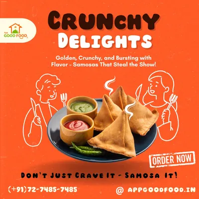 Don't just crave it, samosa it! Our crunchy delights are golden, flaky, and bursting with flavor. Served with green and red chutneys, they are the perfect mood-boosting snack.