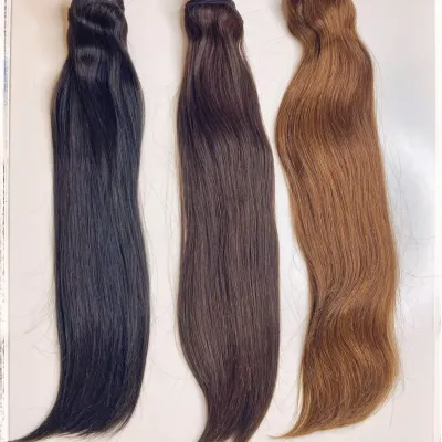 I offer a variety of natural shades to ensure a perfect match. Here are three of my most popular colors: natural black, dark brown, and a beautiful light brown.