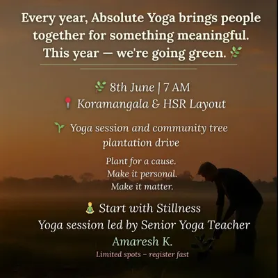 This year, our annual charity gathering is going green. We invite you to join us for a morning yoga session led by a senior teacher, followed by a community tree plantation drive. Let's move with intention and plant with purpose.