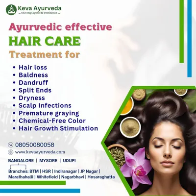 We offer effective Ayurvedic hair care treatments for a wide range of concerns. Our natural solutions address hair loss, baldness, dandruff, split ends, scalp infections, and premature graying while stimulating healthy hair growth.