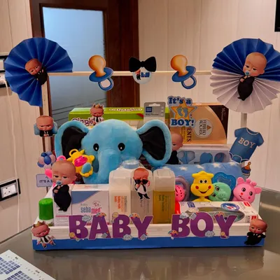 Create precious memories with my lovingly curated baby hampers. This "Baby Boy" hamper is themed around Boss Baby and includes a plush elephant, Sebamed products, and other essentials.