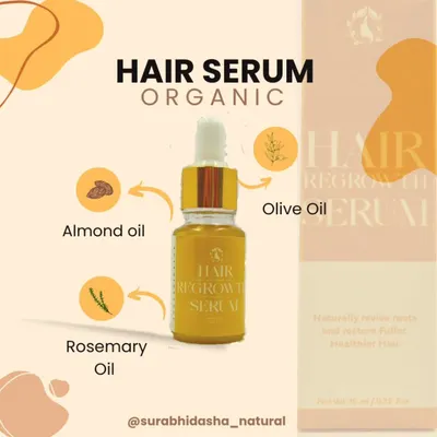 My Organic Hair Regrowth Serum is a potent blend of Almond oil, Rosemary oil, and Olive oil. These ingredients are known to naturally revive roots and restore follicles for healthier, fuller hair.