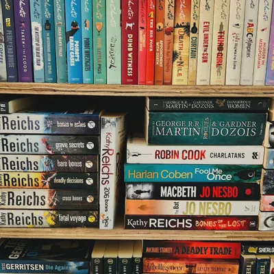 A peek at just one of the six shelves from our in-house bookworm's personal collection. Our library is curated with love and packed with gems for you to discover.