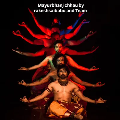 A multiple-exposure photograph illustrating the fluid, multi-limbed movements of Mayurbhanj Chhau. This visual represents the dance's complexity and the depiction of divine, multi-armed deities.