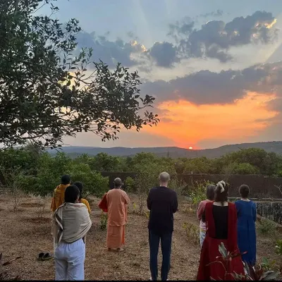 Watching the sunrise over the hills of Amboli is a daily practice of gratitude and stillness. The natural beauty of our ashram is a constant teacher.
