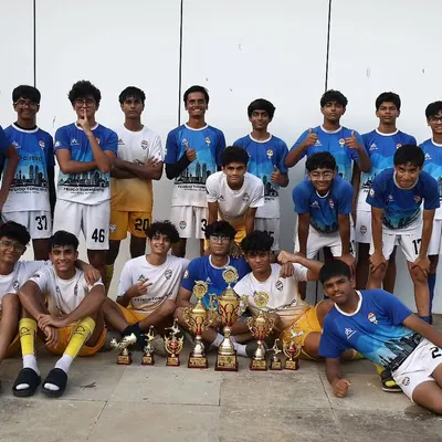 The Goa Squad with their impressive haul of trophies after a dominant performance at the national championship. This photo captures the result of months of hard work and team synergy.