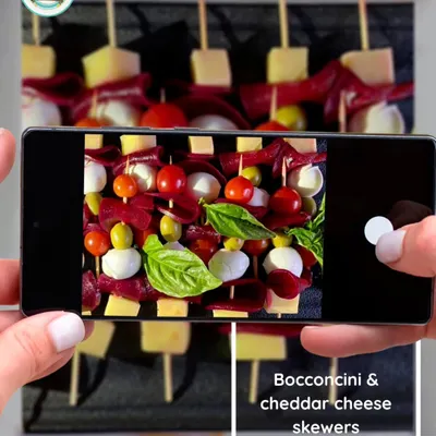 Fresh, fun, and full of flavor. Our Bocconcini & Cheddar Cheese Skewers with cherry tomatoes and basil are the perfect bite-sized treat for your next event.
