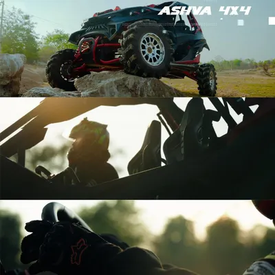 Cinematic close-ups of the Ashva 4x4 UTV and its driver. We focus on the details that define the vehicle's rugged character and the experience of driving it.