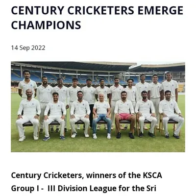 The result of hard work and strong fundamentals. This is the Century Cricketers team after winning the KSCA Group I - III Division League. I am proud to have coached these champions.