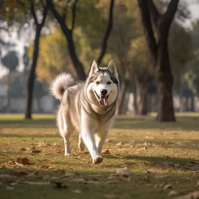 Nothing beats the feeling of running free. This Siberian Husky is enjoying a good run during one of our outdoor exercise sessions.