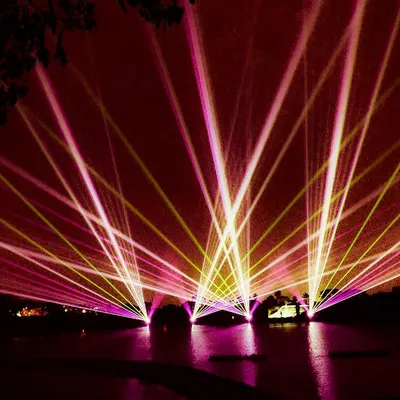 We executed this high-powered laser projection for the Bengaluru Lake Festival, a premier outdoor event. The display featured multi-color beams projected across the water, demonstrating our capability to deliver large-scale outdoor laser light shows that captivate thousands.