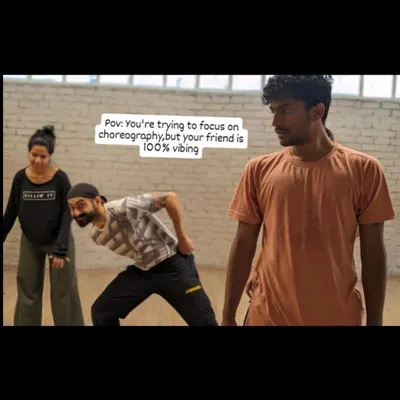POV: You're trying to focus on choreography, but your friend is 100% vibing. We've all been there!