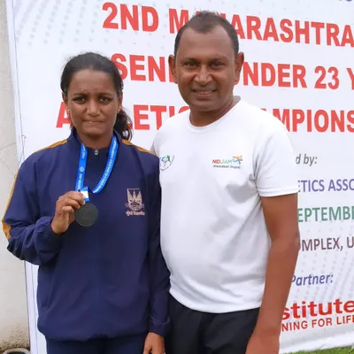 A proud moment with my student Divya Mokal after she won a state-level bronze medal in the 800m race. She is a great example of how to earn a sports quota spot while preparing for police recruitment.