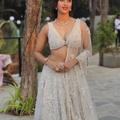 I styled Tripti Dimri in this breathtaking all-white embroidered lehenga by Seema Gujral. The delicate craftsmanship and modern bralette-style blouse make it a perfect example of contemporary Indian couture.