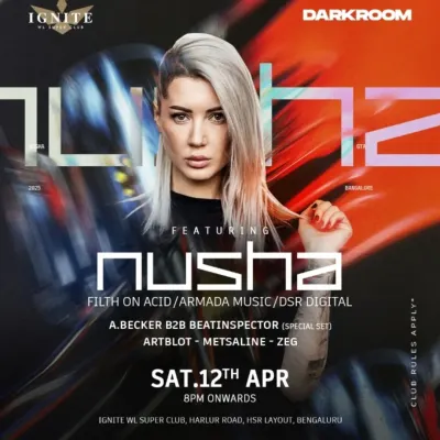 The flyer for Darkroom Festival at WL Super Club. I was part of a massive lineup featuring international headliner Nusha for a night of pure techno.