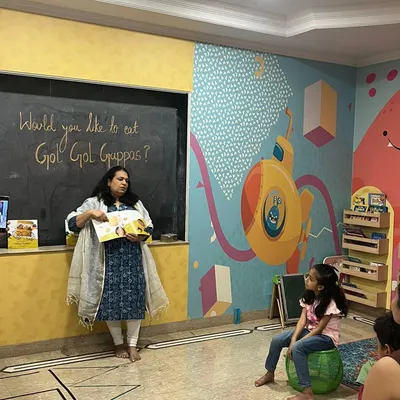 "Would you like to eat Gol Gol Guppas?" Story time is always interactive and full of energy. I use stories to introduce kids to new ideas, from traditional foods to cultural tales, making learning an adventure.