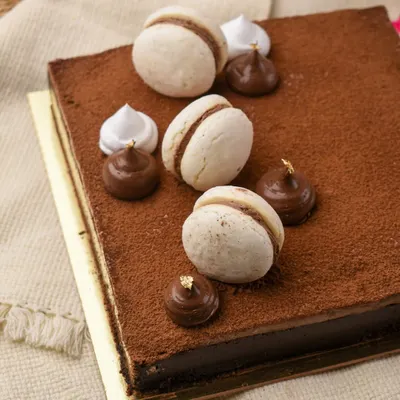 True chocolate decadence. Our Espuma cake is for serious chocolate lovers, with layers of rich mousse and a dusting of cocoa. We also make an eggless version.