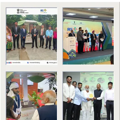 A collage celebrating four years of Envinova Smartech, showcasing key achievements. It includes images of our team with the Honorable Prime Minister, receiving awards, and our installations in the field, marking a journey of perseverance and progress.