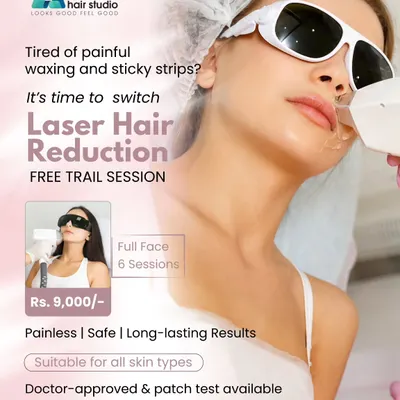 To make our services more accessible, we are offering a free trial session and a special package for full face laser hair reduction. Get six complete sessions for just ₹9,000. This is a safe, doctor approved treatment suitable for all Indian skin types.