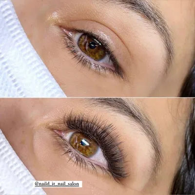 See the difference for yourself. We took these lovely eyes from natural to noticeable with a full set of volume lash extensions. This look adds incredible depth and definition, making the eyes pop without a drop of mascara.