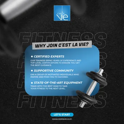 We are committed to your success. This graphic details why joining C'est La Vie is a step up: certified experts, state-of-the-art equipment, and a supportive community to fuel your fitness journey.