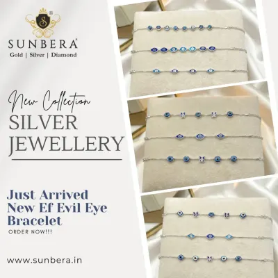 Our new collection of 925 silver evil eye bracelets is a top seller. This graphic shows the variety of designs available, all featuring high-quality silver and an adjustable chain for a perfect fit.